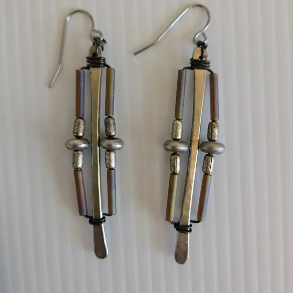 Bundle of four sets artisan earrings in earthy‎ tones